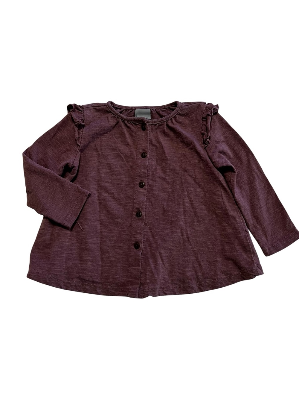 Tahari Baby Girls' 12 M Long-Sleeve Button-Front Top - Plum
